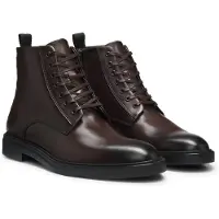 BOSS para homem. 50573364 Botas de Pele Calev castanho (45), Couro, Marrom, Plano, Cordão, Casual