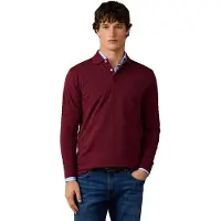 Hackett London para homem. HM5500058 Polo de manga comprida Heritage H Small Logo bordô (L), Casual, Algodão, Clássico, Borgonha
