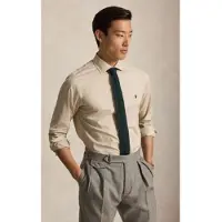 Ralph Lauren para homem. 712B22541001 Camisa de popelina com xadrez Glen bege (44), Casual, Algodão, Clássico, Manga comprida