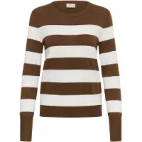 Kaffe Pullover 'KALizza' castanho escuro / branco