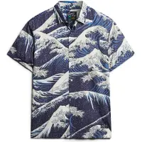 Superdry para homem. M4010620A Camisa havaiana de manga curta azul-marinho (M), Casual, Modal