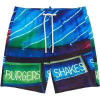 Superdry para homem. M3010233A Fato de banho azul com impressão fotográfica (M), Beachwear, Polister Reciclado, Sustentável