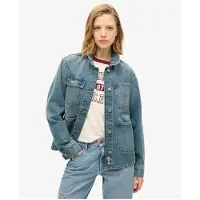Superdry para mulher. W5011809A Casaco de ganga com bordados Chore azul (XS), Casual, Algodão orgânico, Sustentável