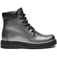 Timberland unisex para criança. TB0A6BMEANO1 Botas de pele Courma Kid cinza (135M = 32), Couro, Prata, Plano, Zíper, Casual, moda infantil
