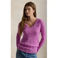 Ralph Lauren para mulher. 211971866504 Camisola de caxemira e lã rosa (XS), Casual, Manga comprida