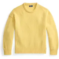 Ralph Lauren para mulher. 211B17753001 Camisola de lã com gola redonda amarela (XS), Casual, Amarelo, Manga comprida