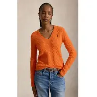 Ralph Lauren para mulher. 211971866503 Camisola de caxemira e lã laranja (M), Casual, Manga comprida