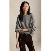 Ralph Lauren para mulher. 211B17753002 Camisola de lã cinzenta com gola redonda (M), Casual, Cinza, Manga comprida