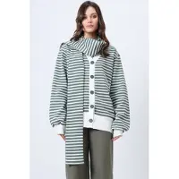 Trend Alaçatı Stili Casaco de malha cana / branco