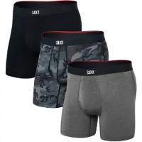 Saxx - Vestuário caminhada - Vibe Xtra Soft Comfort BB Fly 3pk Wood Camo/Grey Heather/Black para Homem - Tamanho L