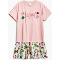 Desigual , Vestido saia flores, AlgodÃO, Vermelho, 11/12