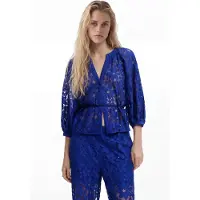 Desigual , Blusa perfurada, PoliÉSter, Azul, XS