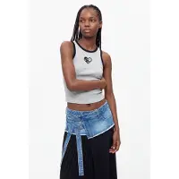 Desigual Top cinzento claro / preto