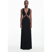 Desigual , Vestido longo com aplique metálico, Viscose, Preto, L