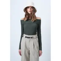 Trend Alaçatı Stili Camisa verde escuro