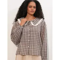 Big Dart Blusa castanho / branco