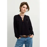 Pepe Jeans para mulher. PL3051559 Blusa Julianna preto (L), Casual, Viscoso, Manga comprida
