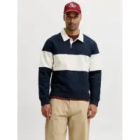 Jack & Jones Sweatshirt 'JORFREDERIKSBERG' azul escuro / branco