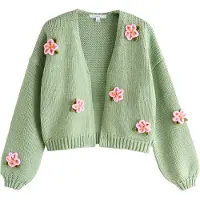 Next Casaco de malha verde / verde pastel / laranja / cor-de-rosa