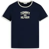 Tommy Hilfiger Camisa 'Varsity' navy / branco natural