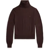 Ralph Lauren para mulher. 211B17732001 Camisola de lã com gola enrolada castanha (M), Marrom, Casual, Manga comprida