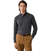 Hackett London para homem. HM5500049 Polo de manga comprida Pima cinza (XL), Casual, Algodão, Clássico