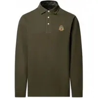Hackett London para homem. HM5500043 Polo Crest de manga comprida verde (L), Casual, Algodão, Clássico