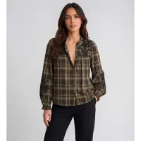 Ba&sh para mulher. 1H26KAEL Camisa Kaela cáqui (38), Casual, Verde, Algodão, Manga comprida