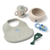 Liewood Conjunto de louça de mesa 'Mileah' creme / azul fumado / azul claro / verde