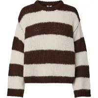 Pieces Pullover 'PCDorthea' chocolate / branco