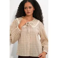 Big Dart Blusa camelo / branco lã