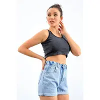 Tommy Life Top 'Crop Top' antracite