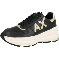Armani Exchange para mulher. XW003106AF27406MZ815 sapatilha com biqueira perfurada e sola larga de borracha preta (38), Preto, 1 a 3cm,