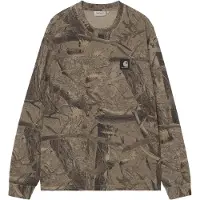 Carhartt WIP - T-shirts - L/S Feather Tree T-Shirt Camo Feather Tree Khaki Shungite Garment Dyed para Unissexo - Tamanho M - Caqui