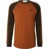 Adidas Originals Camisa '3-Stripes Long Sleeve' castanho escuro / tangerina