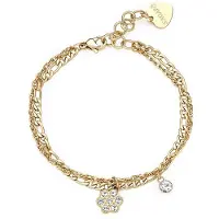 S`Agapõ Bracciale Doppio Placcato Oro Con Pendenti A Forma Di Fiore Aurora Sar47 — Bracciale