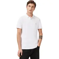 All Saints para homem. M075PB Polo Reform branco (L), Casual, Algodão, Manga curta