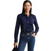 Gant para mulher. 4300486 Camisa Slim Fit de popelina marinho (42), Casual, Algodão, Clássico, Manga comprida