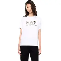 EA7 para mulher. 7W001096_AF21636 Camiseta de malha Logo Series branco (M), Casual, Algodão, Manga curta