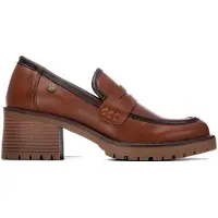 Xti para mulher. 14608403-CAMEL Mocassins 146084 marrom claro (38), 5 a 8cm, Nenhum, Casual, Clássico