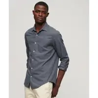 Superdry para homem. M4010710A Camisa de vestir de manga longa azul-marinho (L), Algodão, Clássico, Manga comprida