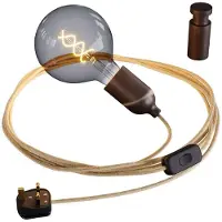 Creative Cables Porta-lâmpada Com Cabo Sem Lâmpada Snake Rolé Wood