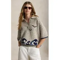 Ralph Lauren para mulher. 211B17738001 Camisola de mistura de lã com motivos em bege (L), Casual, Manga curta