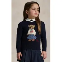 Ralph Lauren para menina. 312702268001 Camisola de algodão com o Polo Bear azul-marinho (1.5/2años= 88/93cm), Casual, Manga comprida, m