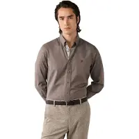 Hackett London para homem. HM3010855 Camisa Flannel Multi Trim taupe (M), Casual, Algodão, Manga comprida
