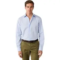 Hackett London para homem. HM3010851 Camisa City Awning Stripe azul claro (M), Casual, Algodão, Clássico, Manga comprida