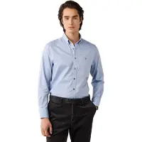 Hackett London para homem. HM3010855 Camisa Flannel Multi Trim azul claro (S), Casual, Algodão, Manga comprida
