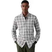 Hackett para homem. HM3010867 Camisa de flanela xadrez fit tailored cinza (S), Casual, Algodão, Clássico, Manga comprida