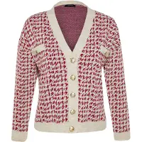 Trendyol Casaco de malha bege / arroxado / vermelho