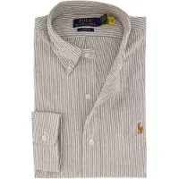 Ralph Lauren para homem. 710953704503 Camisa oxford às riscas Custom Fit (S), Marrom, Casual, Algodão, Clássico, Manga comprida